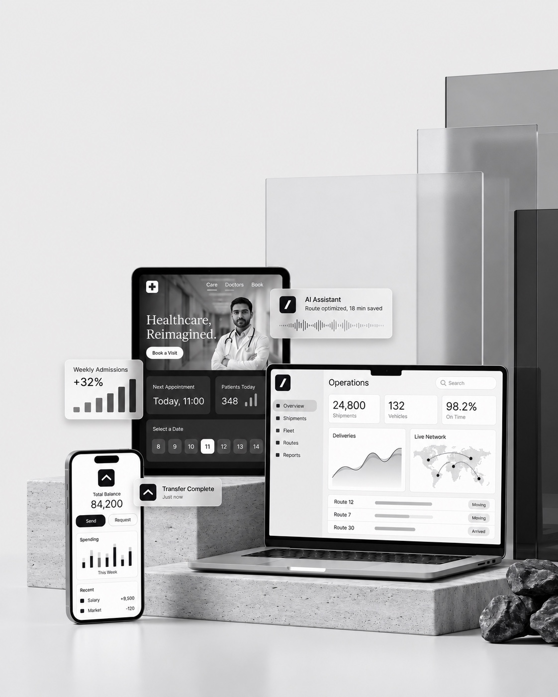 Bookify products across phone, tablet and laptop