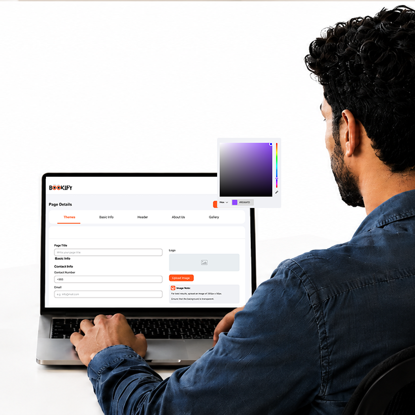 An organizer building their booking site in Bookify Events