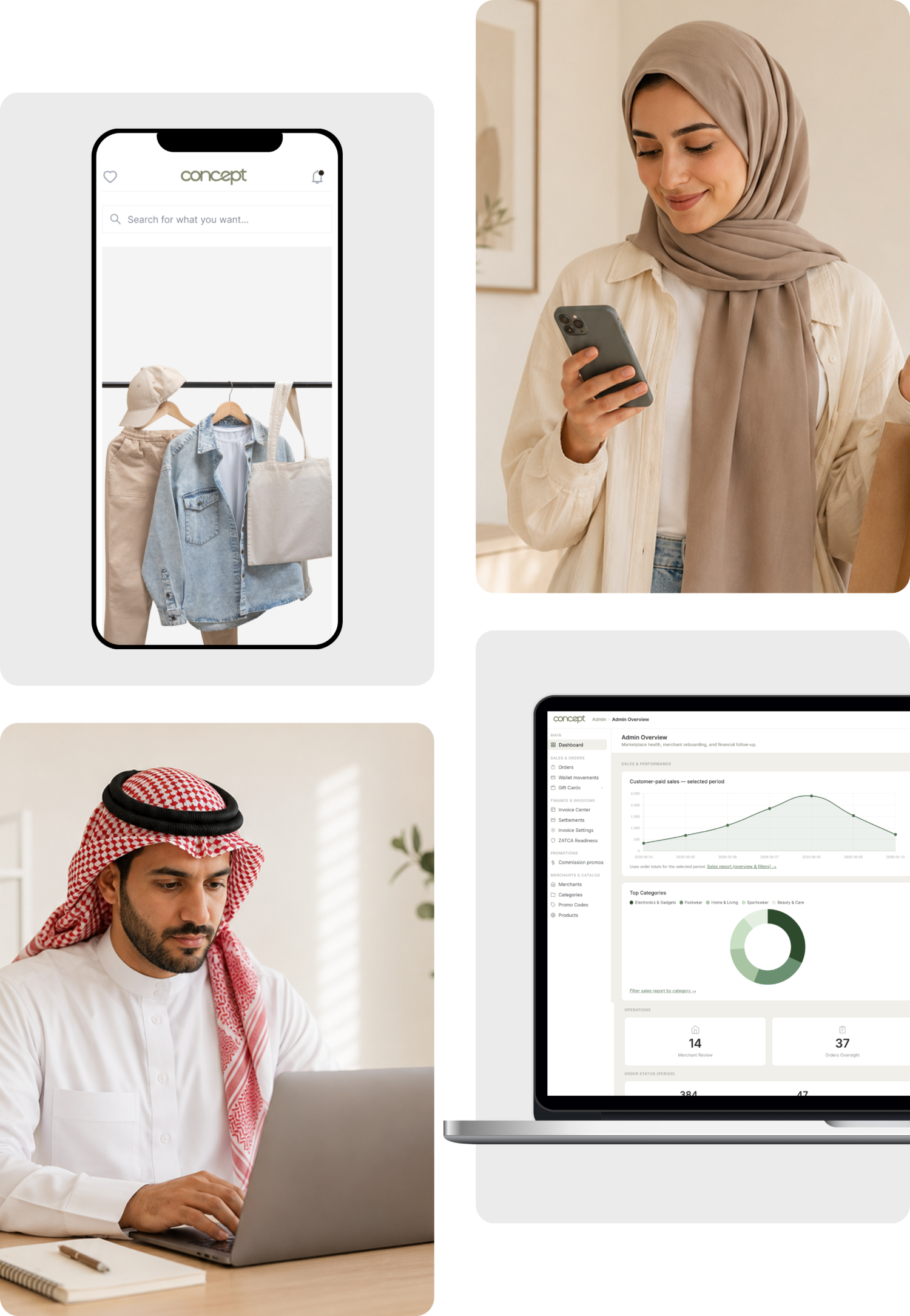 Concept — admin dashboard and mobile app